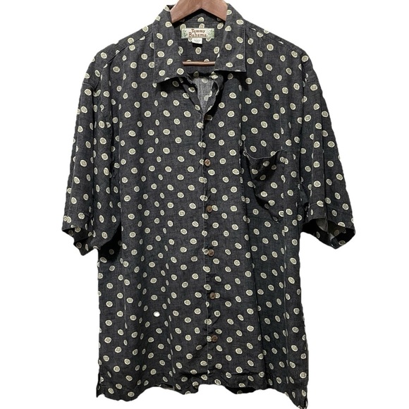 Tommy Bahama Men’s Large Gray Silk Shirt Button-Up Circle Pattern - Picture 1 of 7